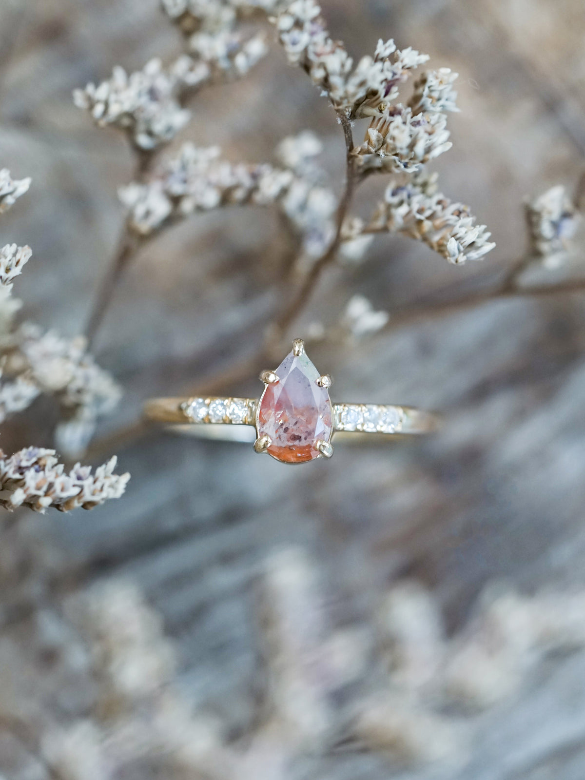 Rustic Pear Diamond Ring in Ethical Gold - Gardens of the Sun | Ethical Jewelry