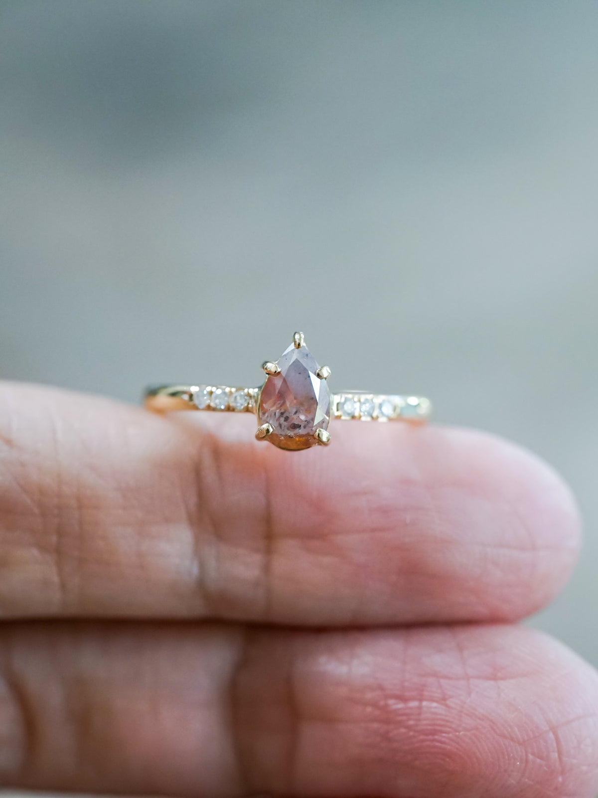 Rustic Pear Diamond Ring in Ethical Gold - Gardens of the Sun | Ethical Jewelry