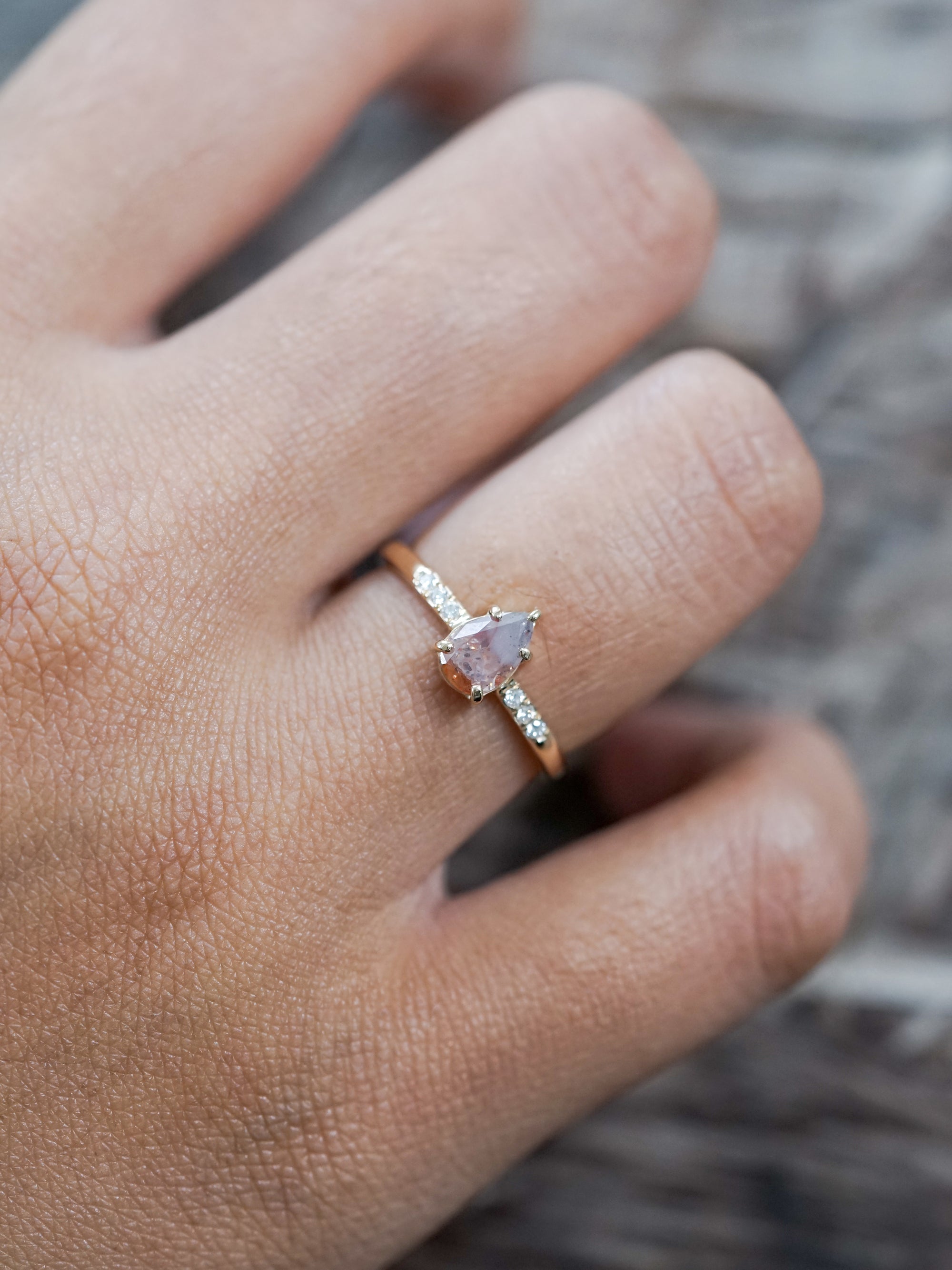 Rustic Pear Diamond Ring in Ethical Gold - Gardens of the Sun | Ethical ...