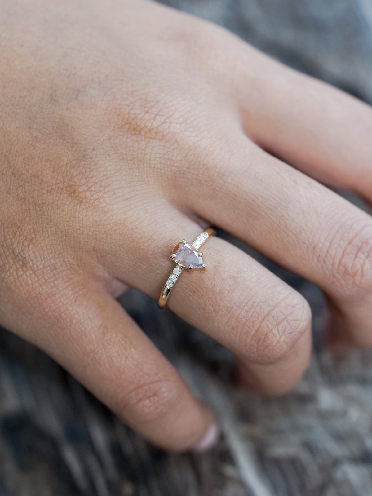 Rustic Pear Diamond Ring in Ethical Gold - Gardens of the Sun | Ethical Jewelry