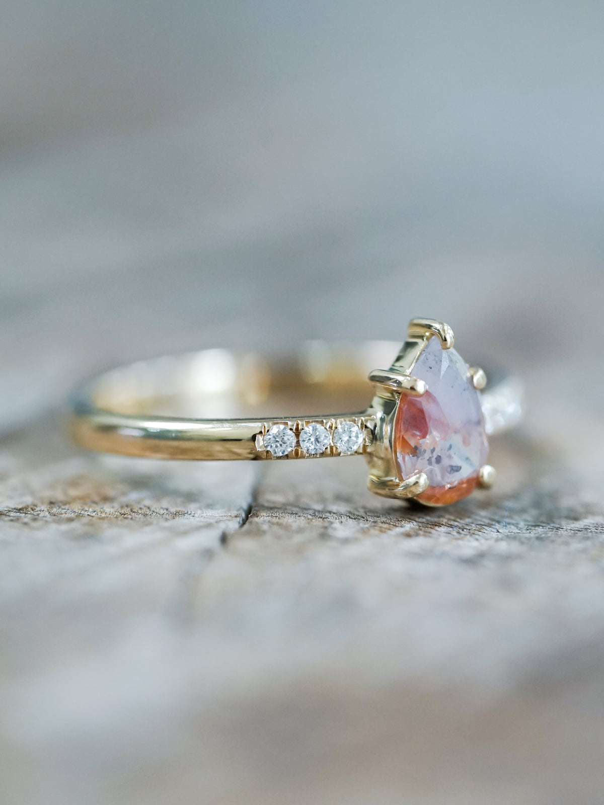 Rustic Pear Diamond Ring in Ethical Gold - Gardens of the Sun | Ethical Jewelry