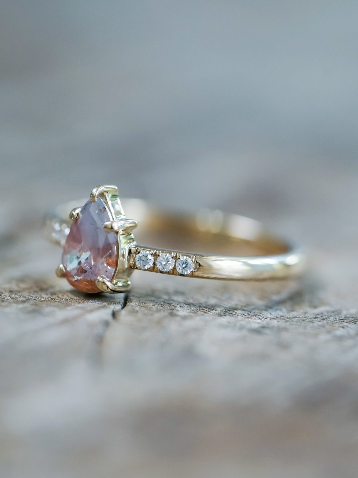 Rustic Pear Diamond Ring in Ethical Gold - Gardens of the Sun | Ethical Jewelry