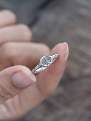 Salt and Pepper Diamond Slice Ring in White Gold - Gardens of the Sun | Ethical Jewelry