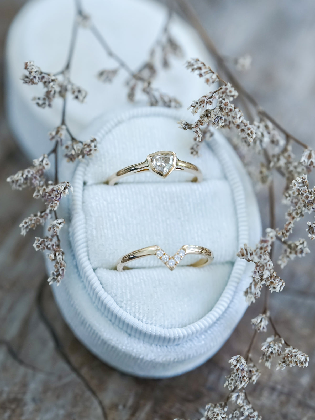 Shield Diamond Ring Set - Gardens of the Sun | Ethical Jewelry