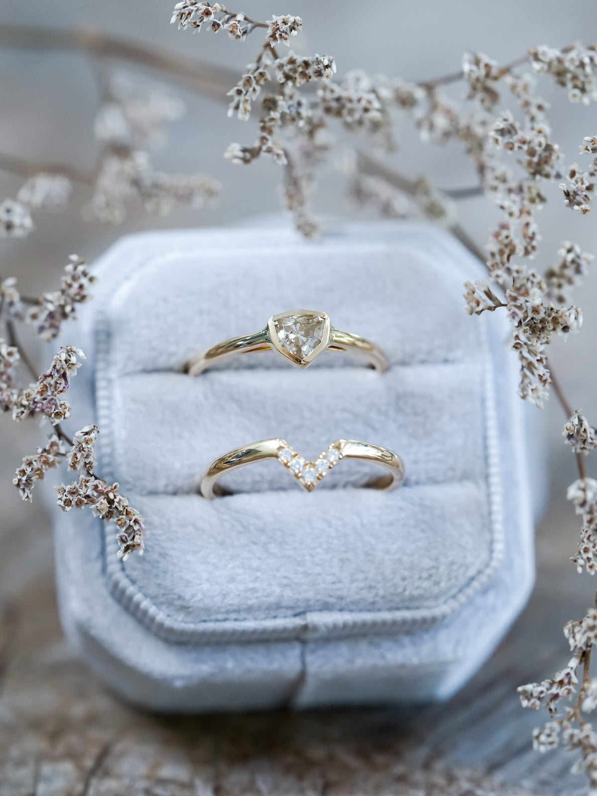 Shield Diamond Ring Set - Gardens of the Sun | Ethical Jewelry