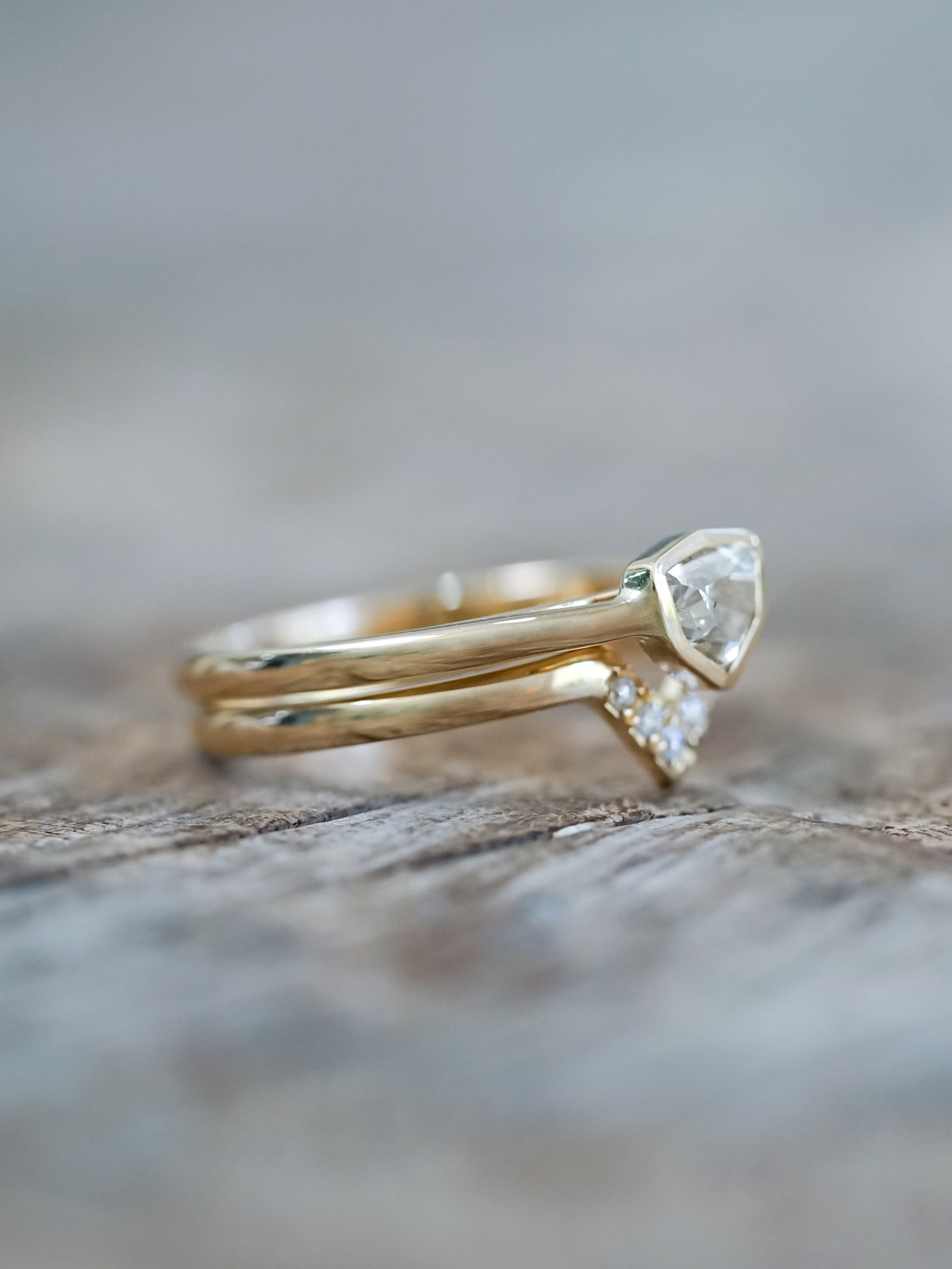 Shield Diamond Ring Set - Gardens of the Sun | Ethical Jewelry