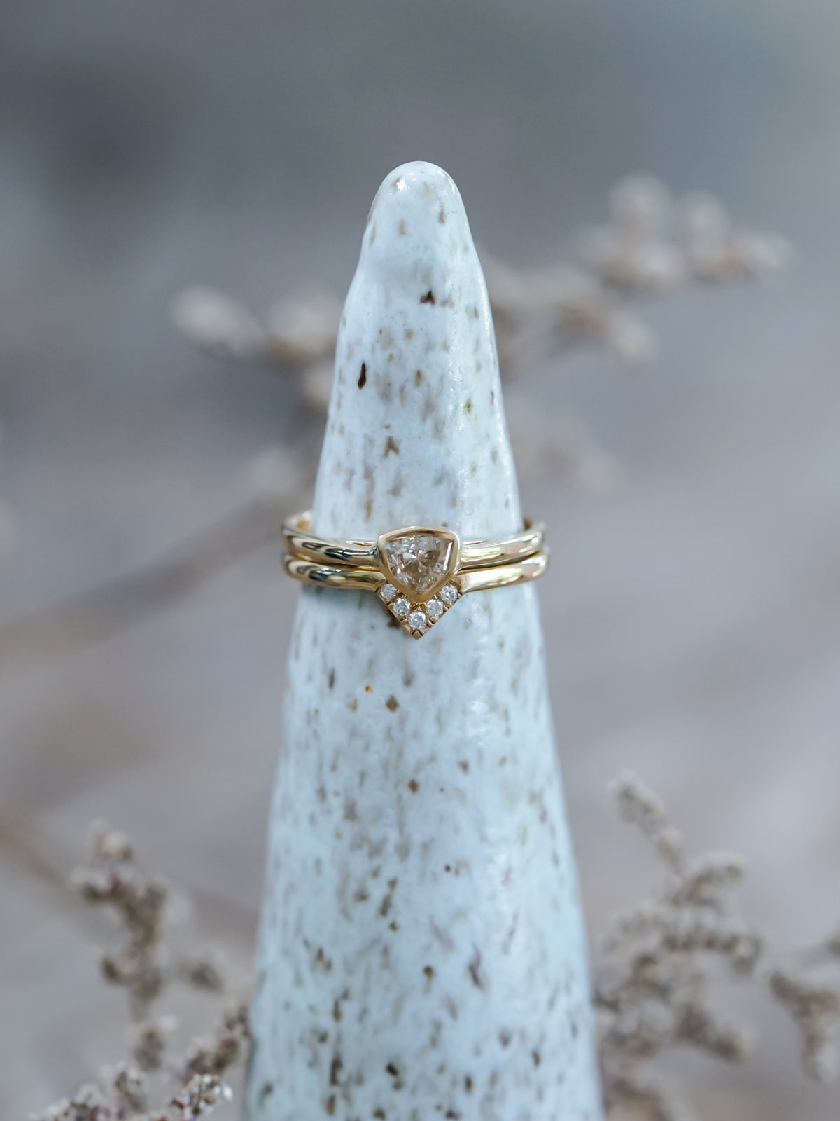 Shield Diamond Ring Set - Gardens of the Sun | Ethical Jewelry