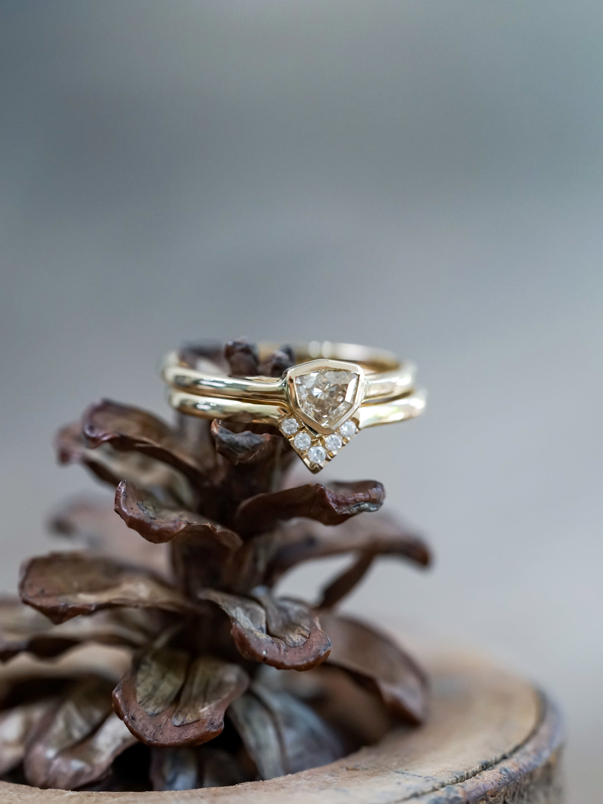 Shield Diamond Ring Set - Gardens of the Sun | Ethical Jewelry