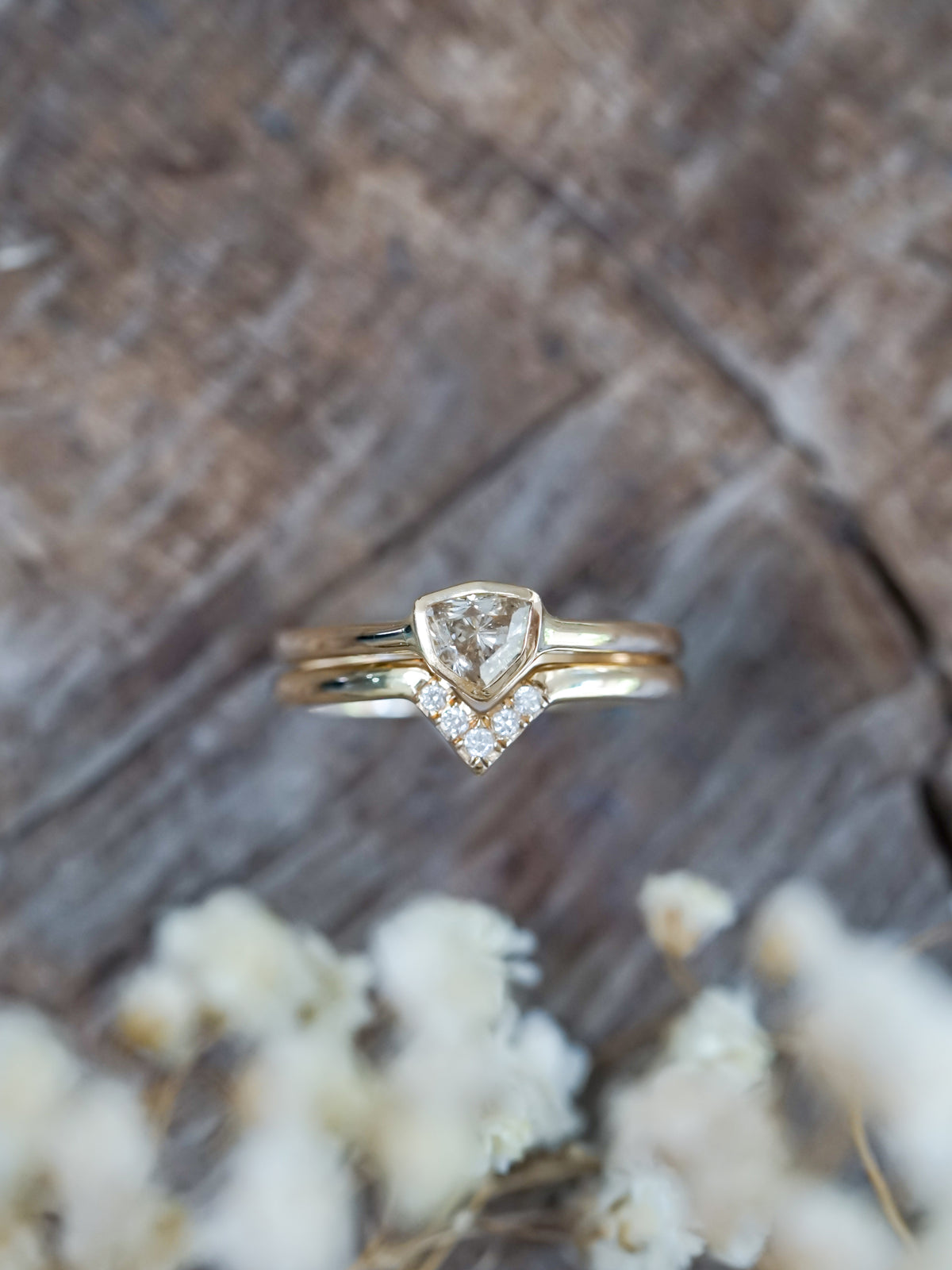 Shield Diamond Ring Set - Gardens of the Sun | Ethical Jewelry