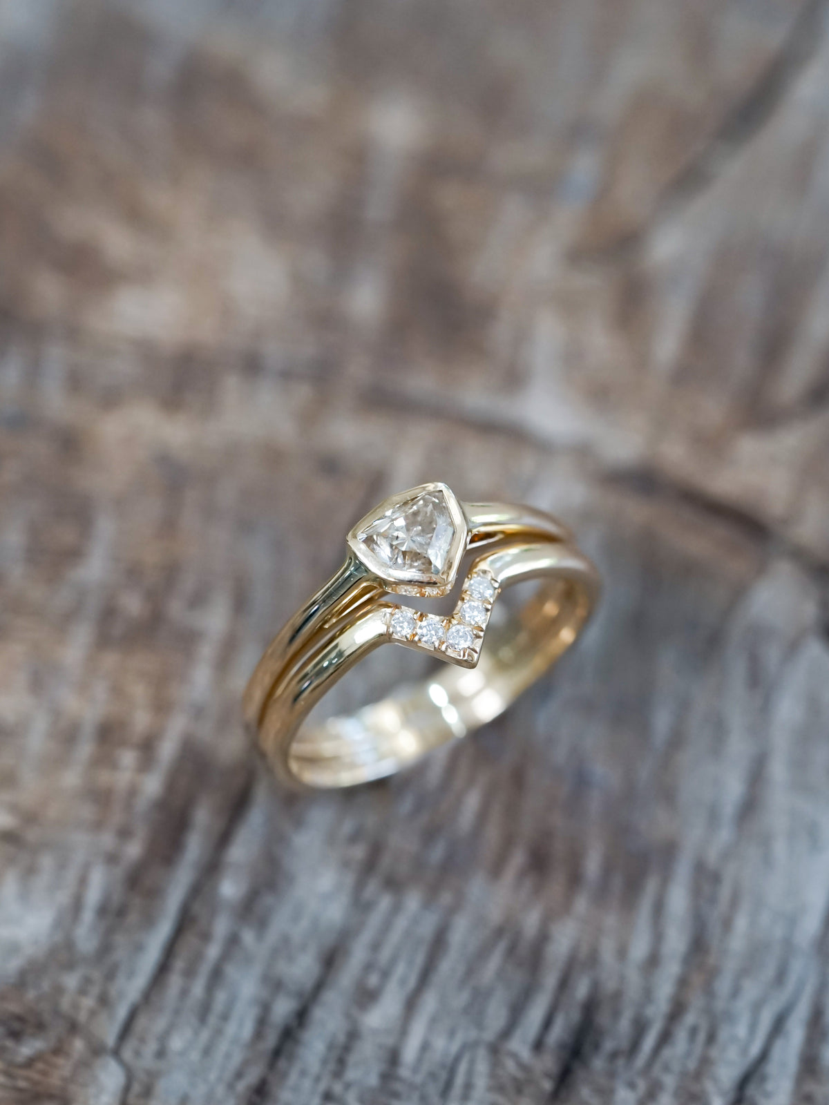 Shield Diamond Ring Set - Gardens of the Sun | Ethical Jewelry