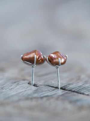 Silver Freshwater Pearl Stud Earrings