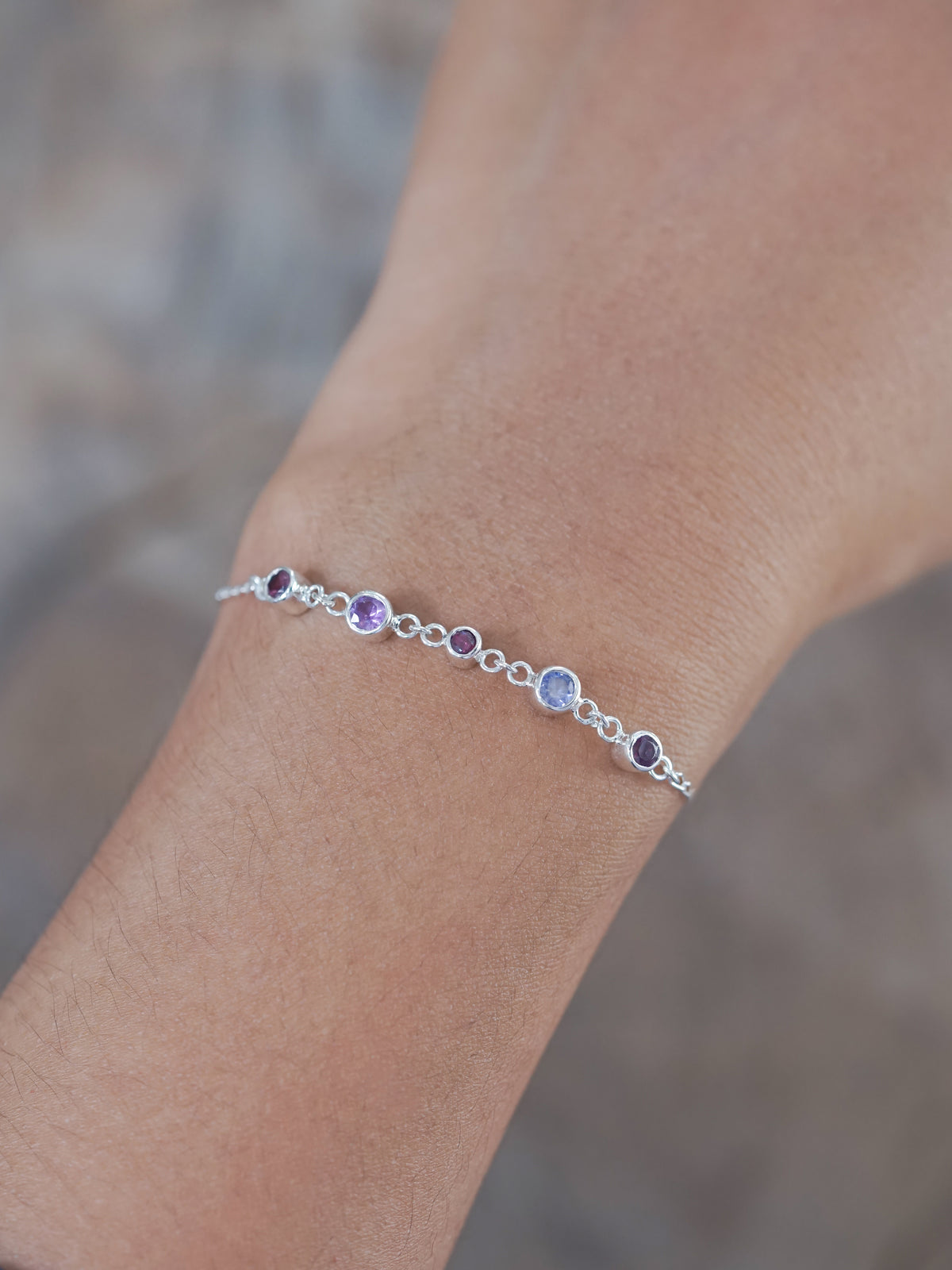 Garnet, Amethyst and Tanzanite Bracelet - Gardens of the Sun | Ethical Jewelry