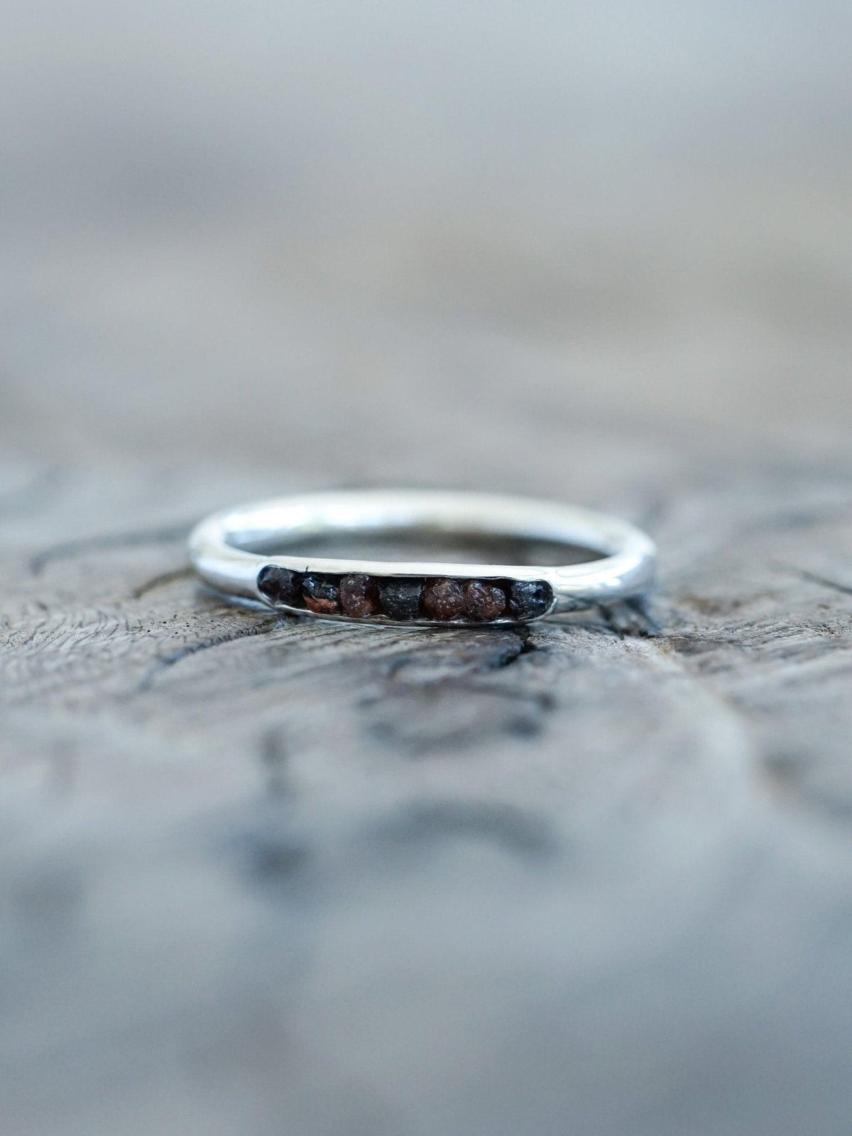 Sustainable Rough Garnet Ring with Hidden Gems in recycled sterling silver