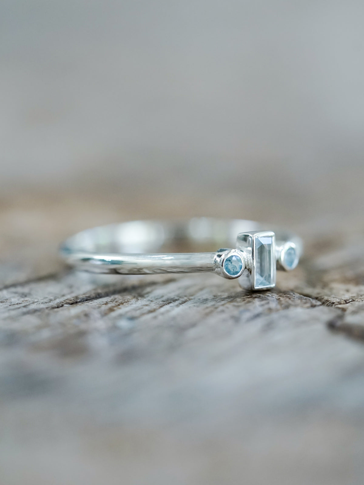 Three Stone Aquamarine Ring - Gardens of the Sun | Ethical Jewelry