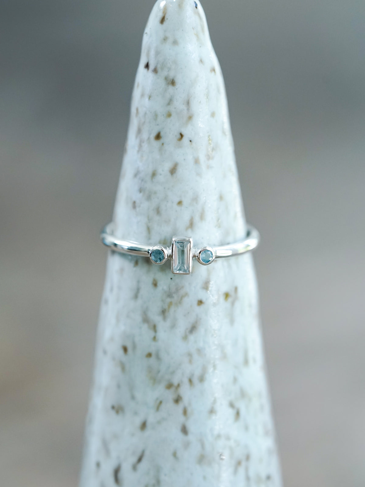 Three Stone Aquamarine Ring - Gardens of the Sun | Ethical Jewelry