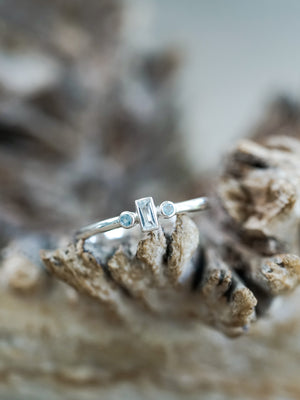 Three Stone Aquamarine Ring - Gardens of the Sun | Ethical Jewelry