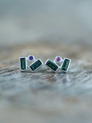 Tourmaline and Pink Sapphire Earrings - Gardens of the Sun | Ethical Jewelry