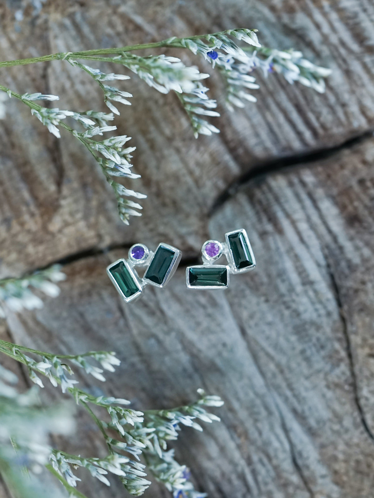 Tourmaline and Pink Sapphire Earrings - Gardens of the Sun | Ethical Jewelry