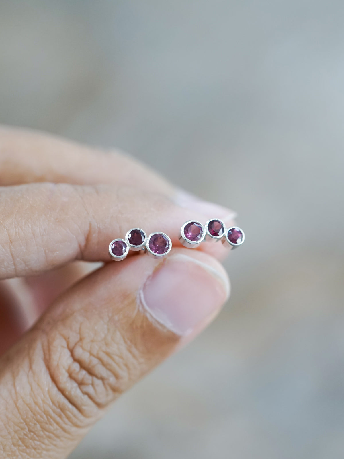 Triple Garnet Earrings - Gardens of the Sun | Ethical Jewelry