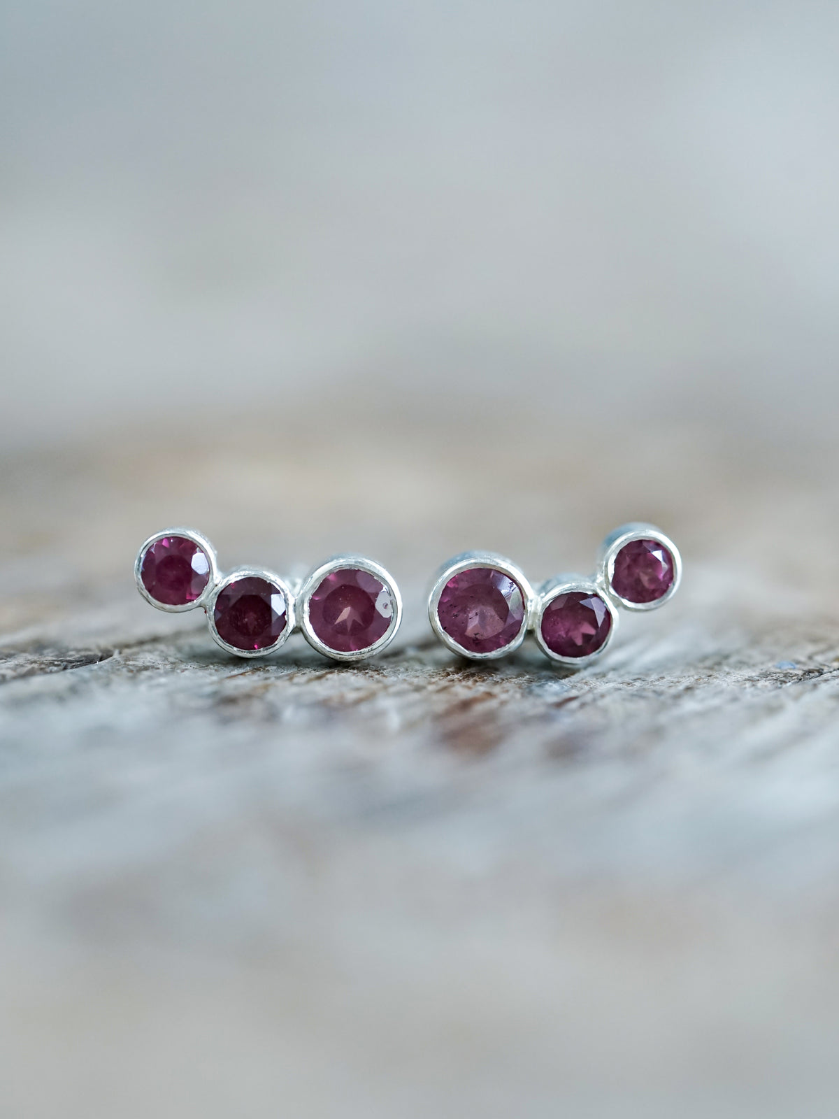 Triple Garnet Earrings - Gardens of the Sun | Ethical Jewelry