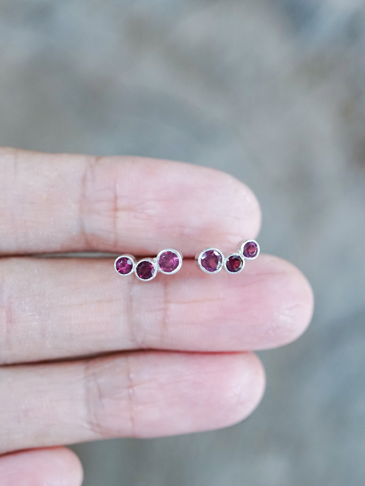 Triple Garnet Earrings - Gardens of the Sun | Ethical Jewelry