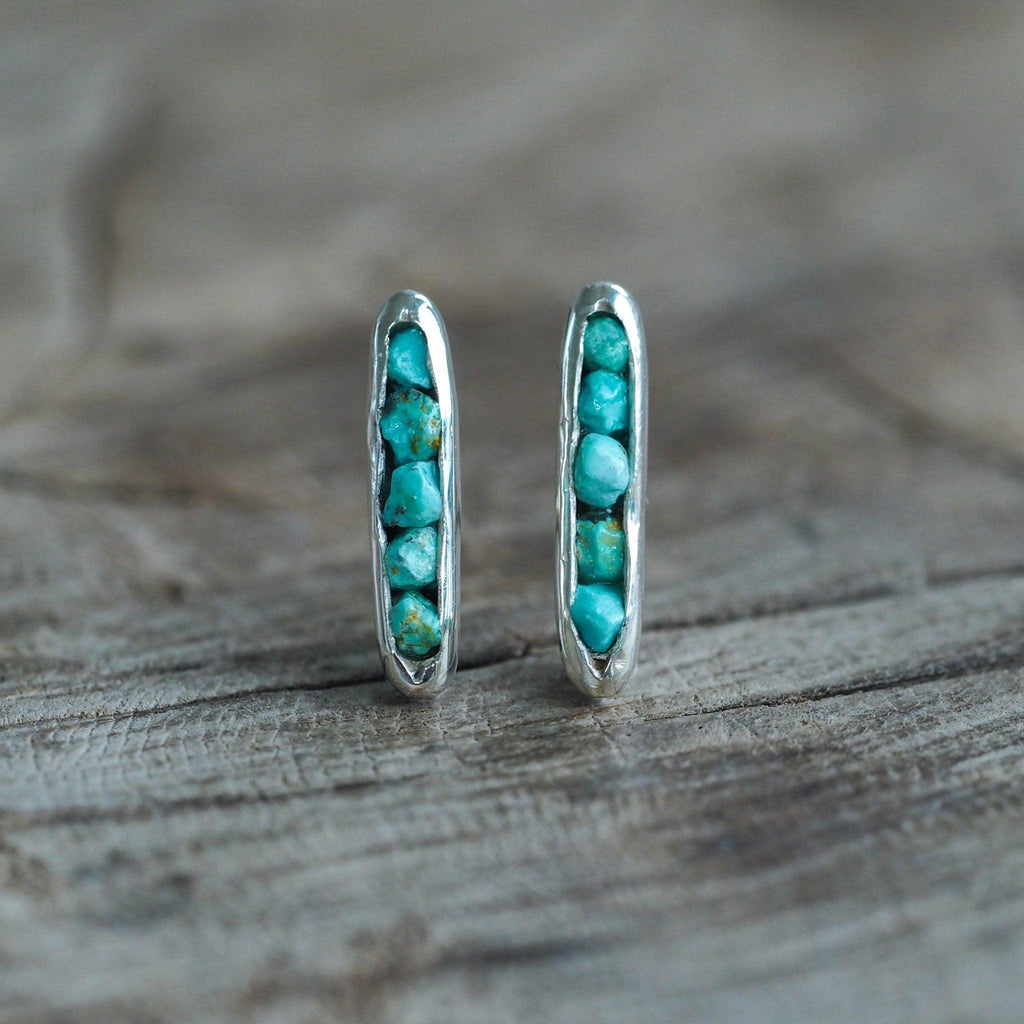 Turquoise Earrings with Hidden Gems in sterling silver