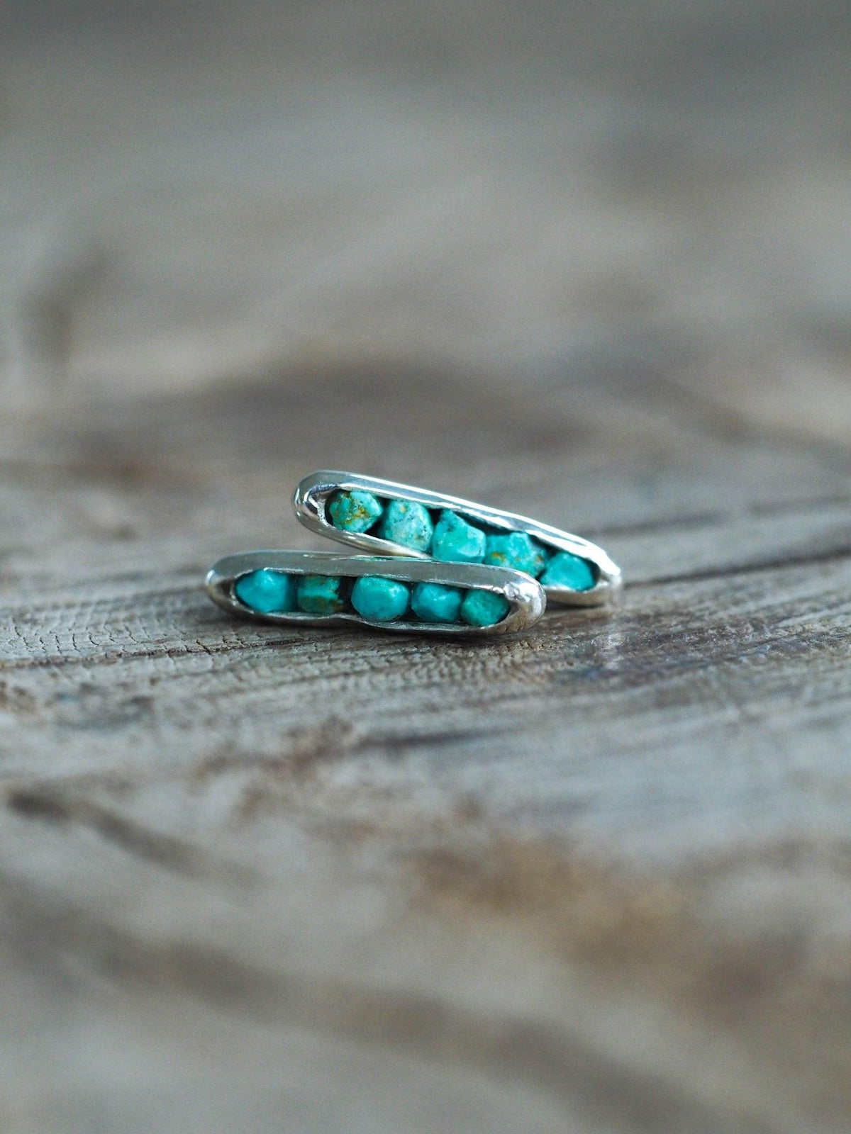 Turquoise Stud Earrings with Hidden Gems in