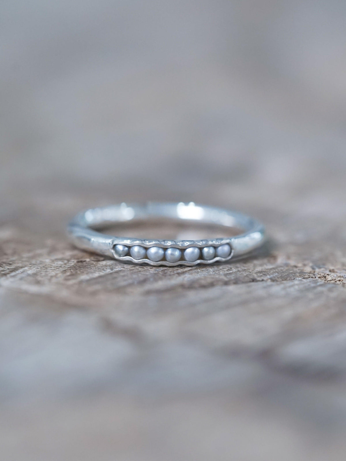 Unique Freshwater Pearl Ring with Hidden Gems in recycled sterling silver for engagement ring