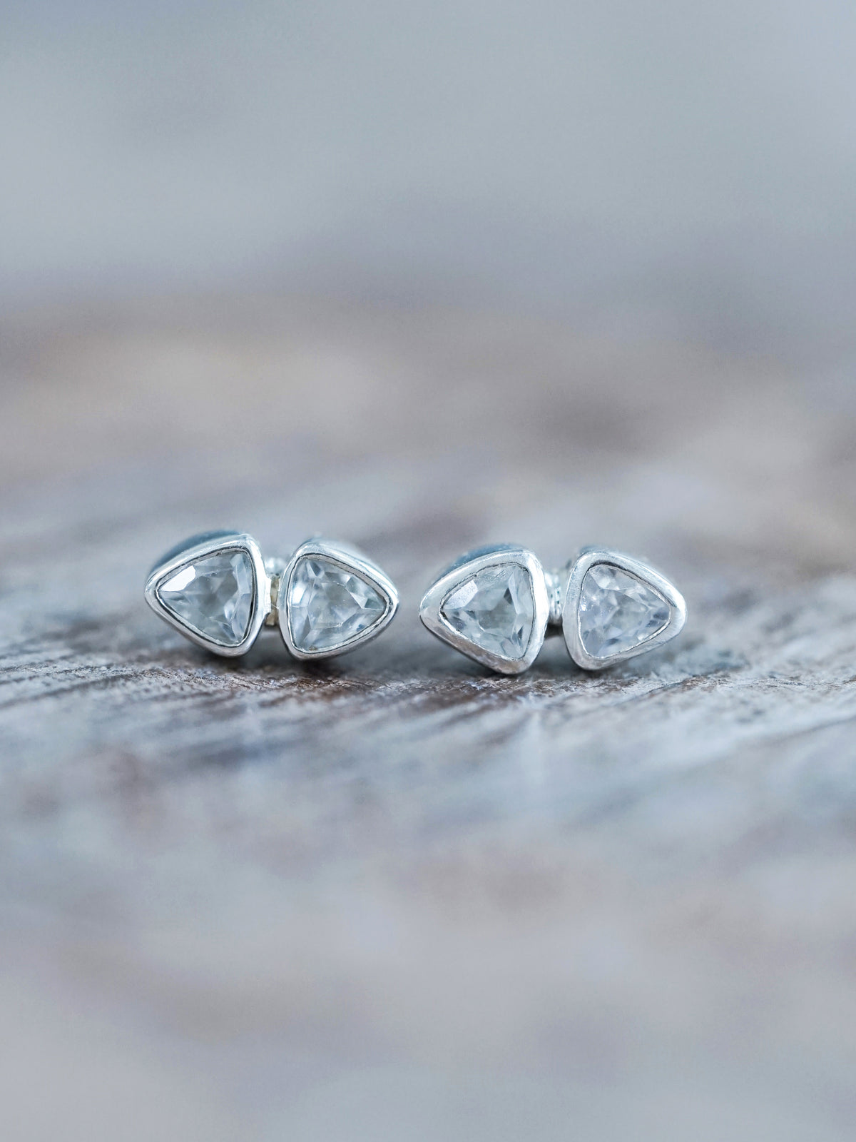 Triangle White Topaz Earrings - Gardens of the Sun | Ethical Jewelry
