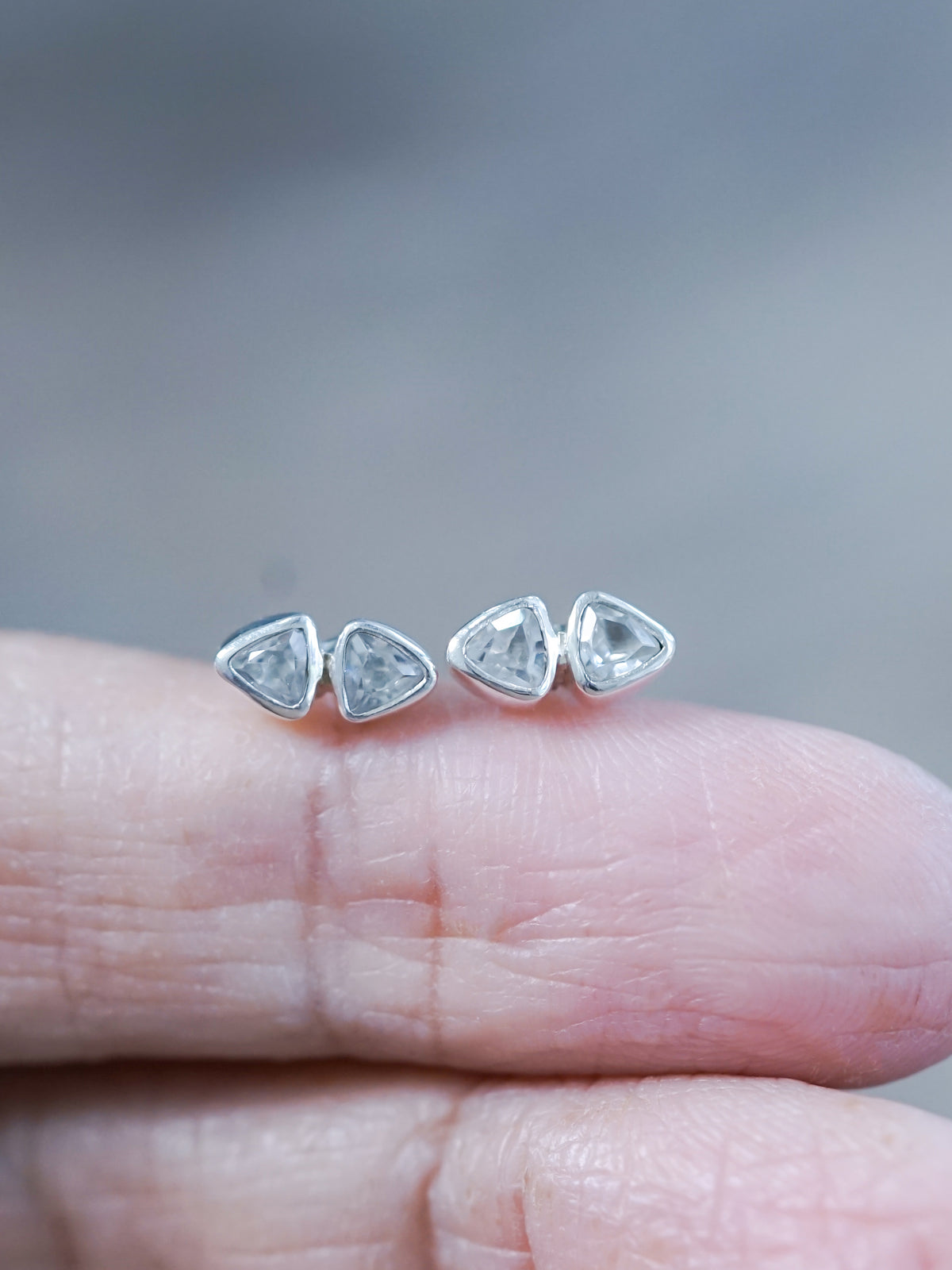 Triangle White Topaz Earrings - Gardens of the Sun | Ethical Jewelry