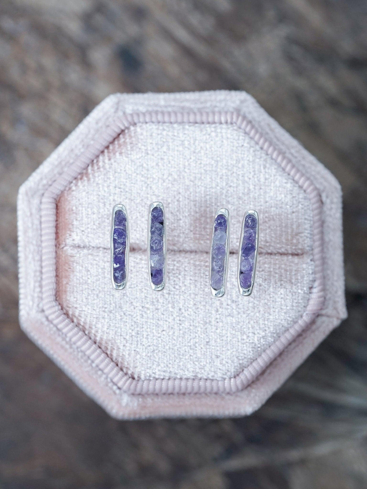Amethyst Earrings with Hidden Gems - Gardens of the Sun | Ethical Jewelry