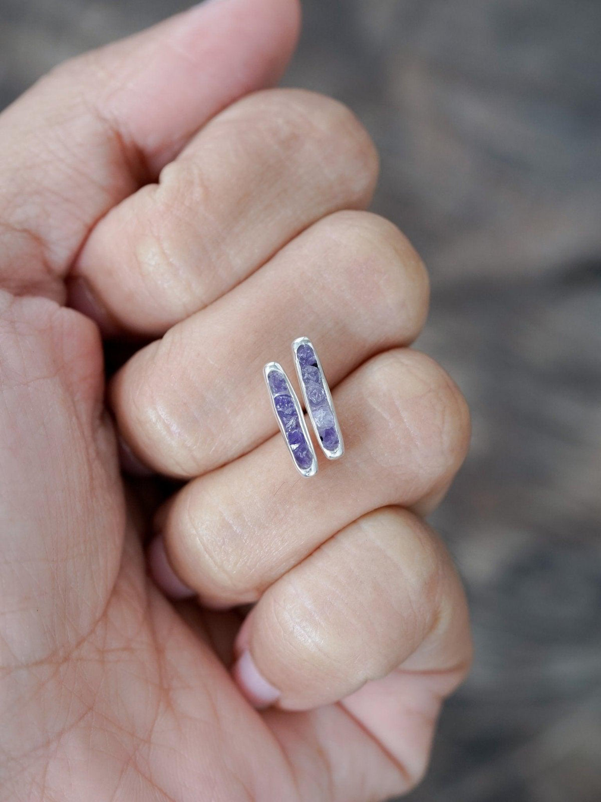 Amethyst Earrings with Hidden Gems - Gardens of the Sun | Ethical Jewelry