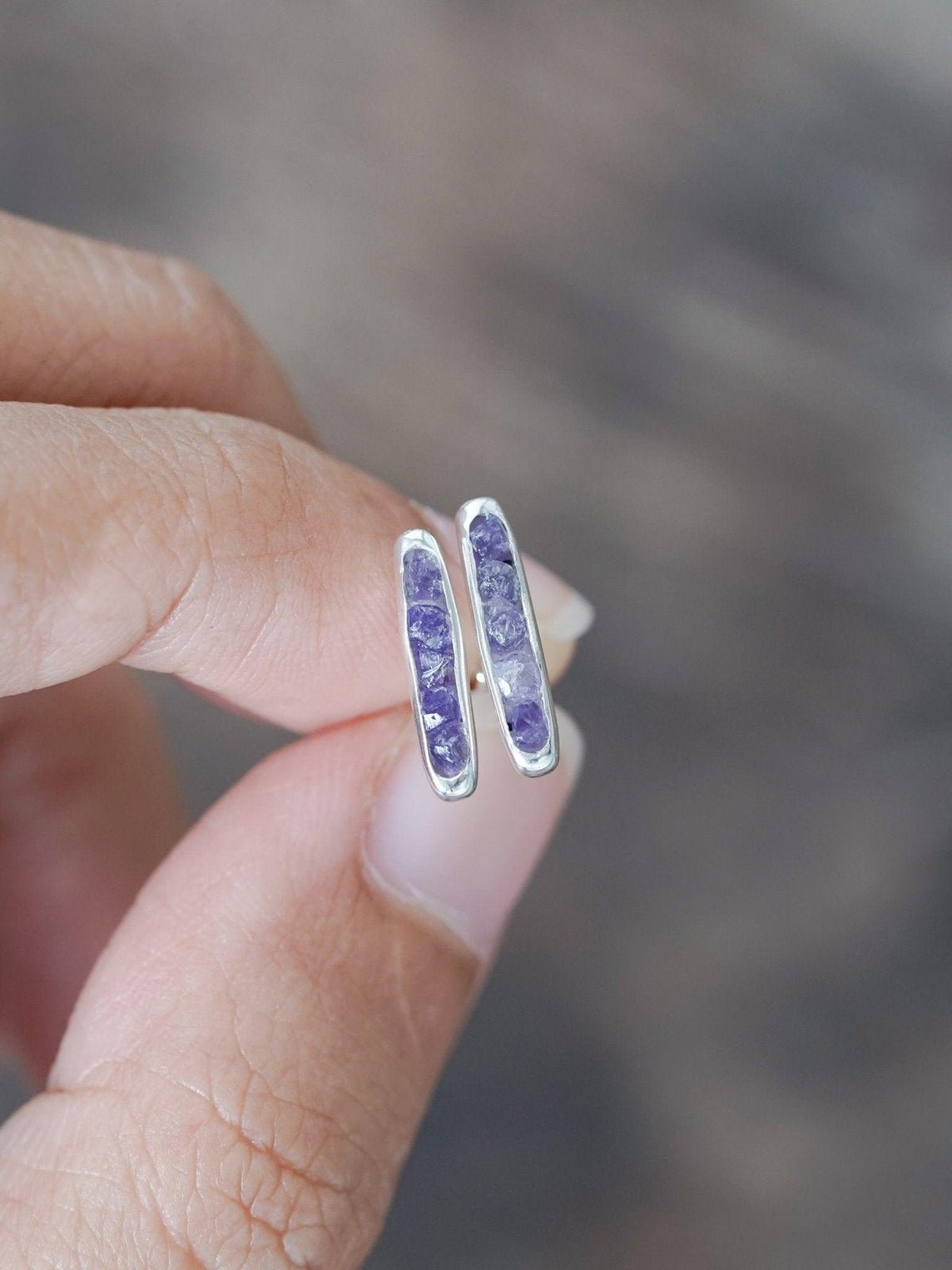 Amethyst Earrings with Hidden Gems - Gardens of the Sun | Ethical Jewelry