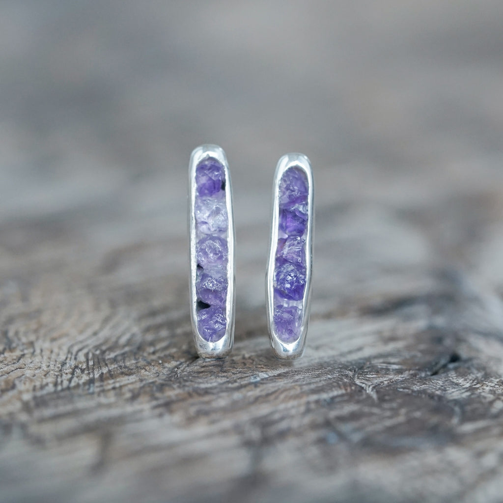 Amethyst Earrings with Hidden Gems - Gardens of the Sun | Ethical Jewelry