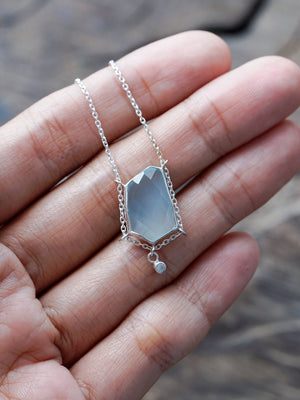 Aqua Chalcedony and White Zircon Necklace - Gardens of the Sun | Ethical Jewelry