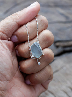 Aqua Chalcedony and White Zircon Necklace - Gardens of the Sun | Ethical Jewelry