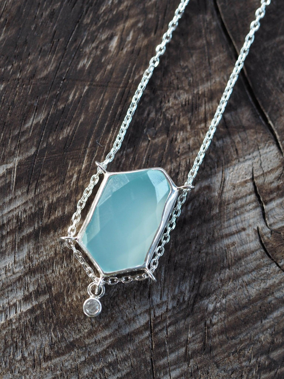 Aqua Chalcedony and White Zircon Necklace - Gardens of the Sun | Ethical Jewelry