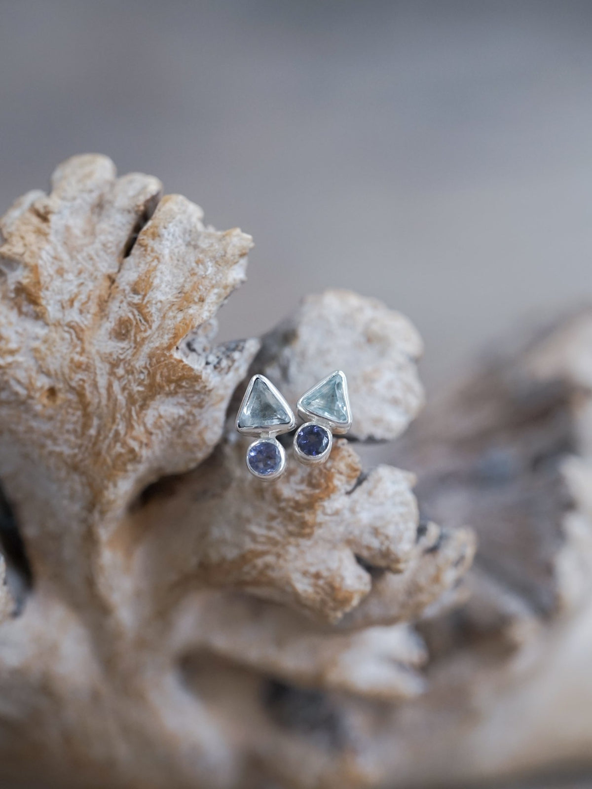 Aquamarine and Iolite Earrings - Gardens of the Sun | Ethical Jewelry