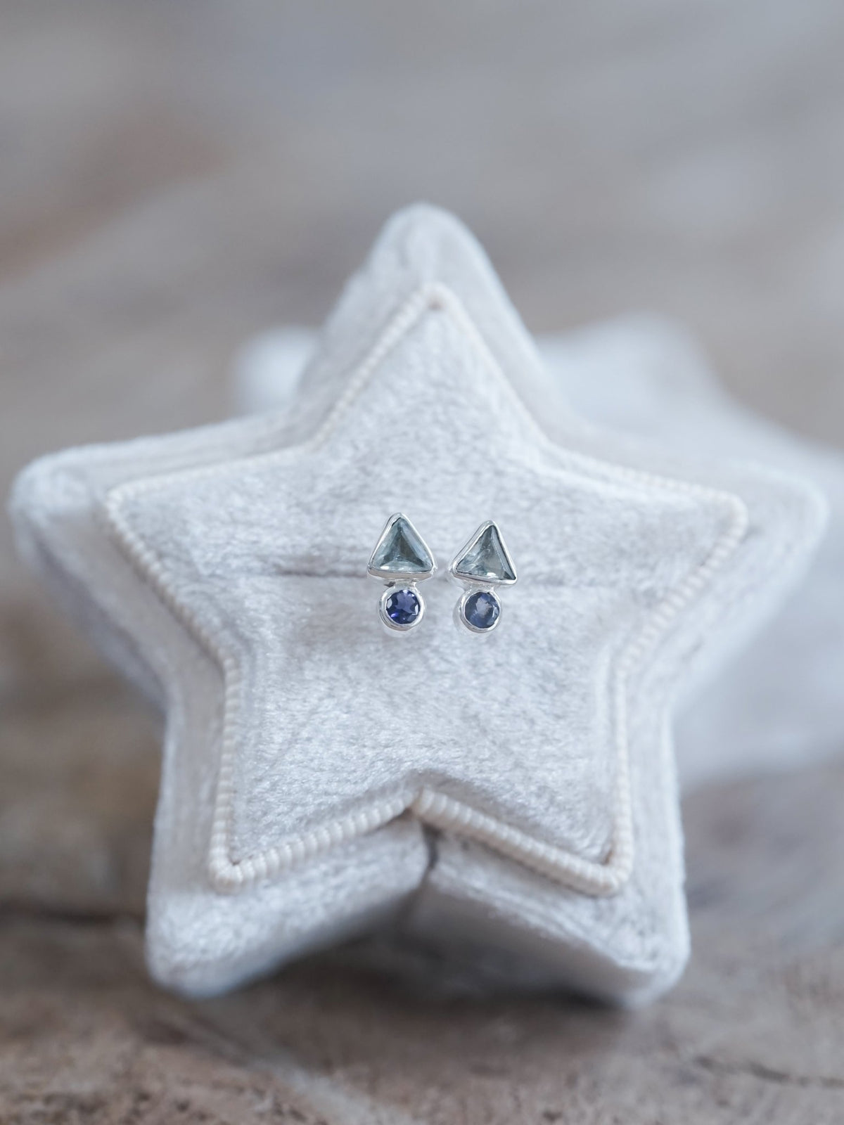 Aquamarine and Iolite Earrings - Gardens of the Sun | Ethical Jewelry