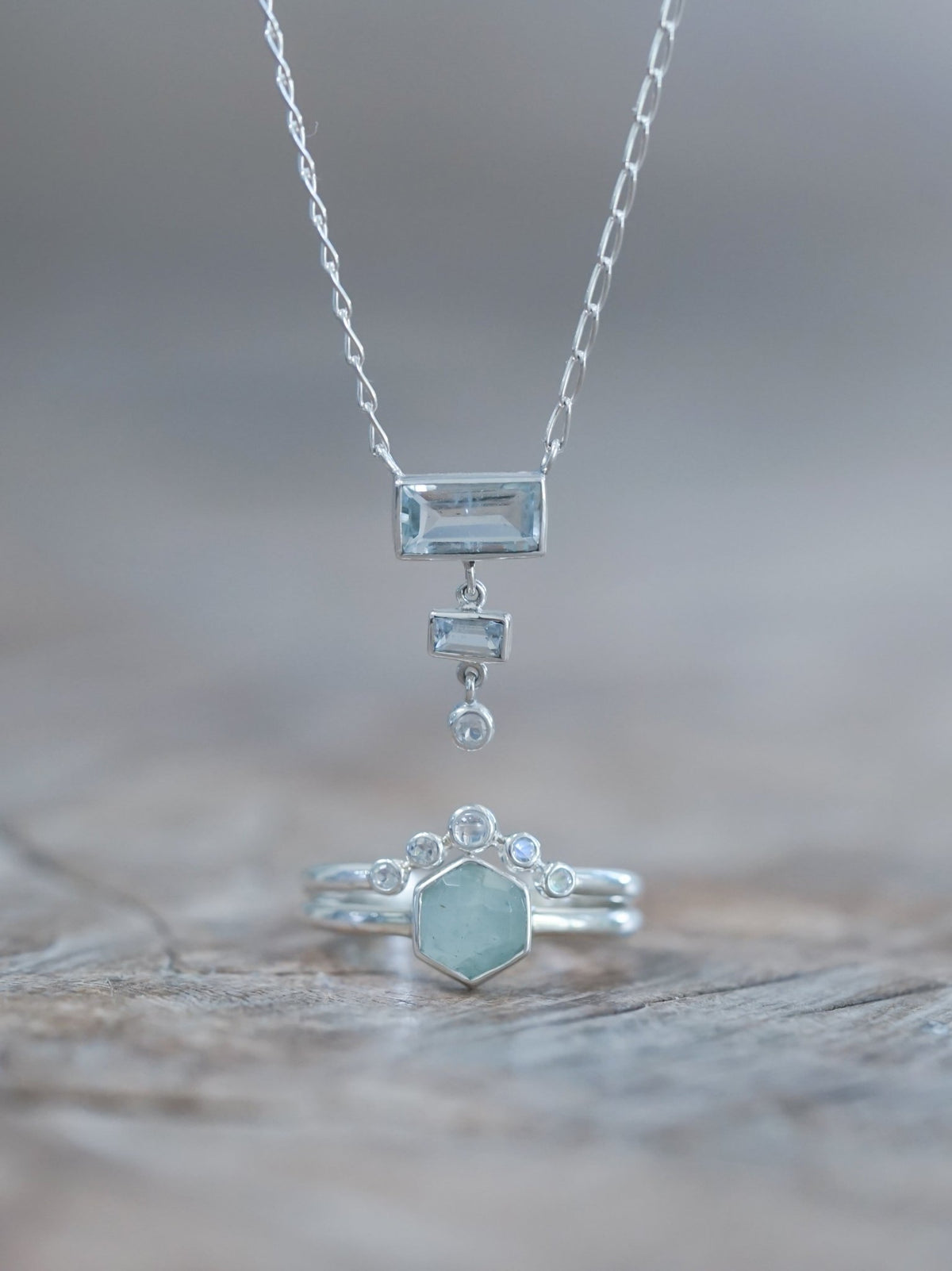 Aquamarine and Moonstone Necklace - Gardens of the Sun | Ethical Jewelry