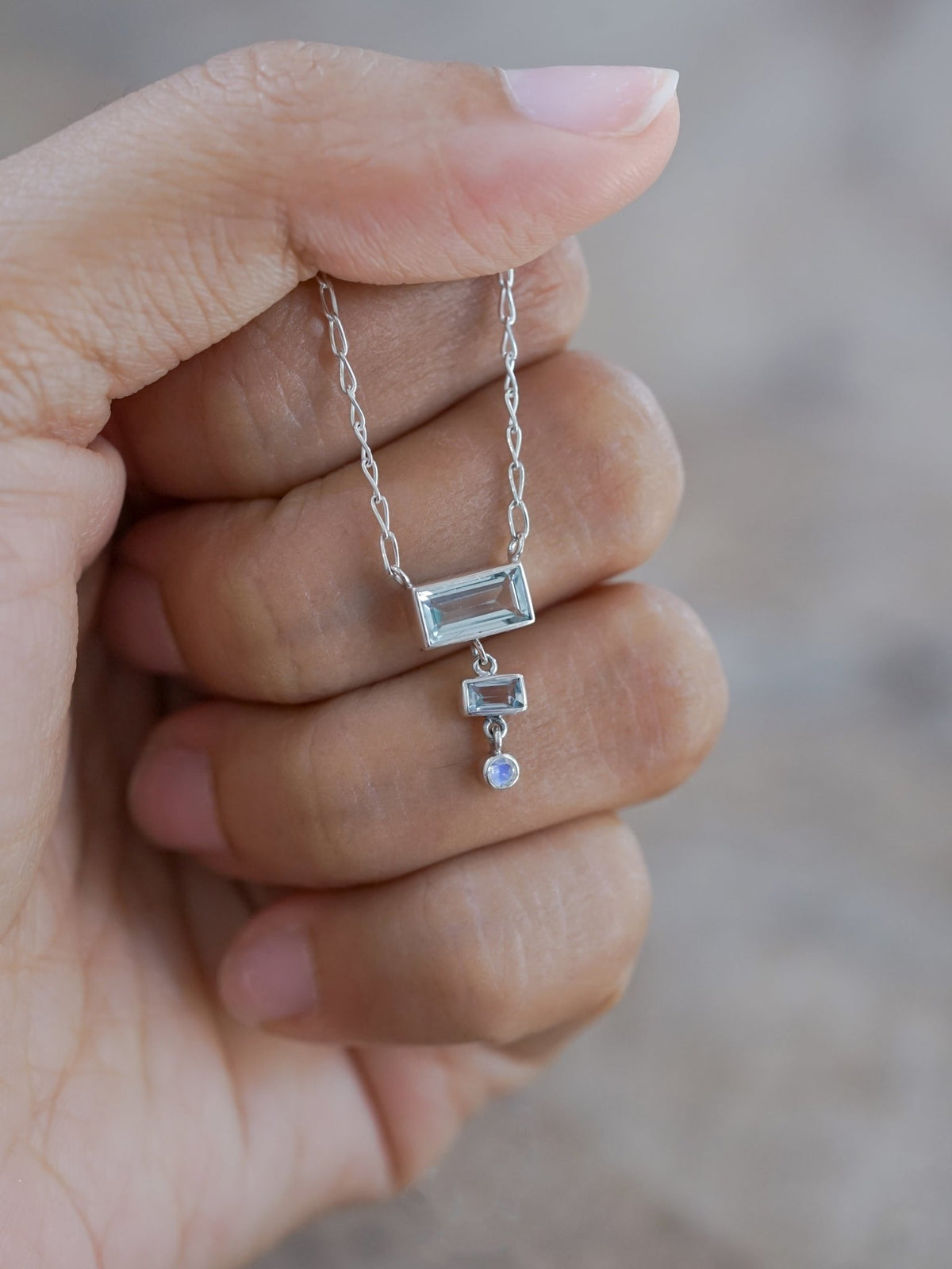 Aquamarine and Moonstone Necklace - Gardens of the Sun | Ethical Jewelry