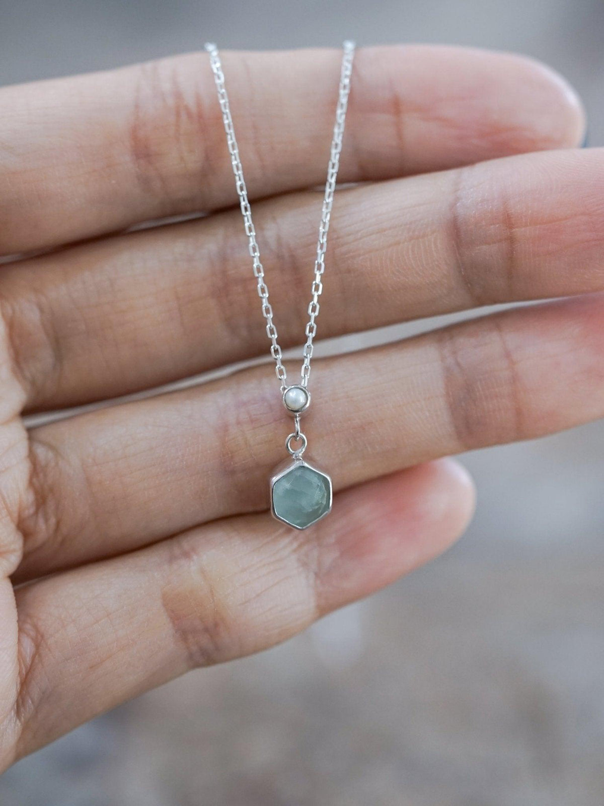 Aquamarine and Pearl Necklace - Gardens of the Sun | Ethical Jewelry