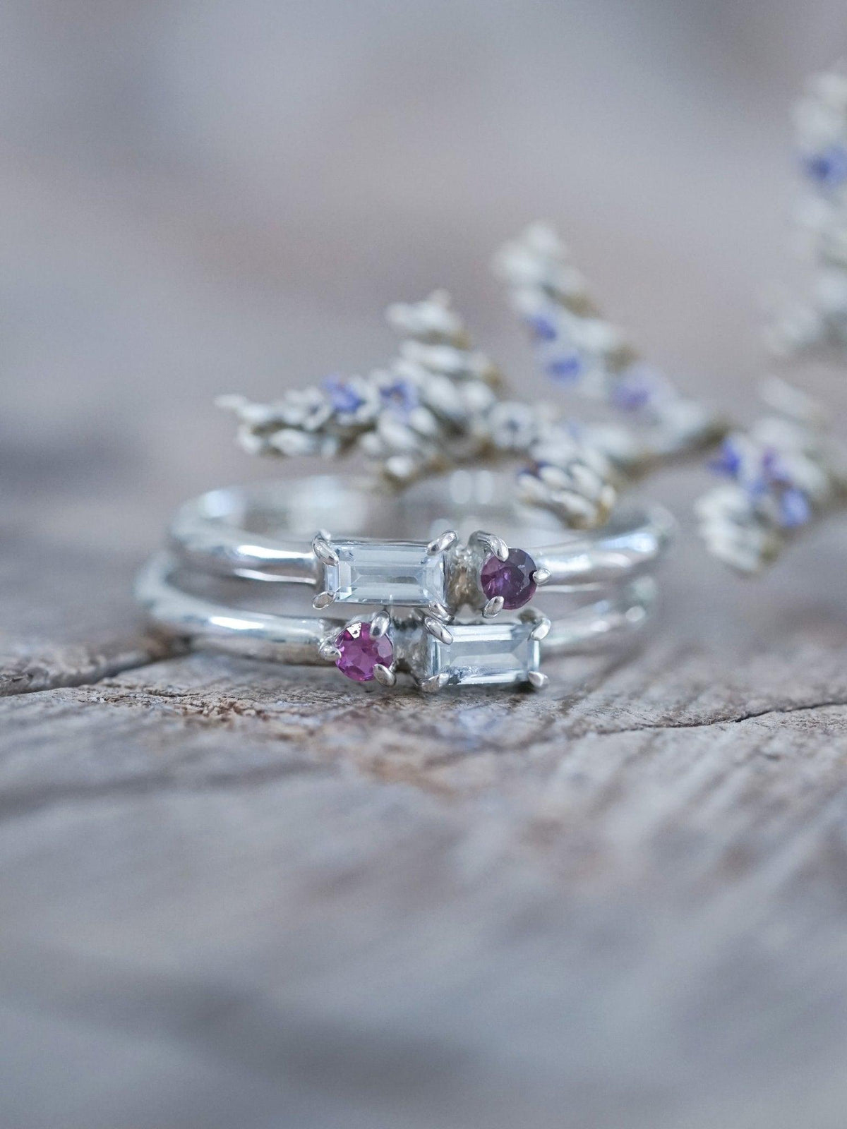 Aquamarine and Ruby Ring - Gardens of the Sun | Ethical Jewelry