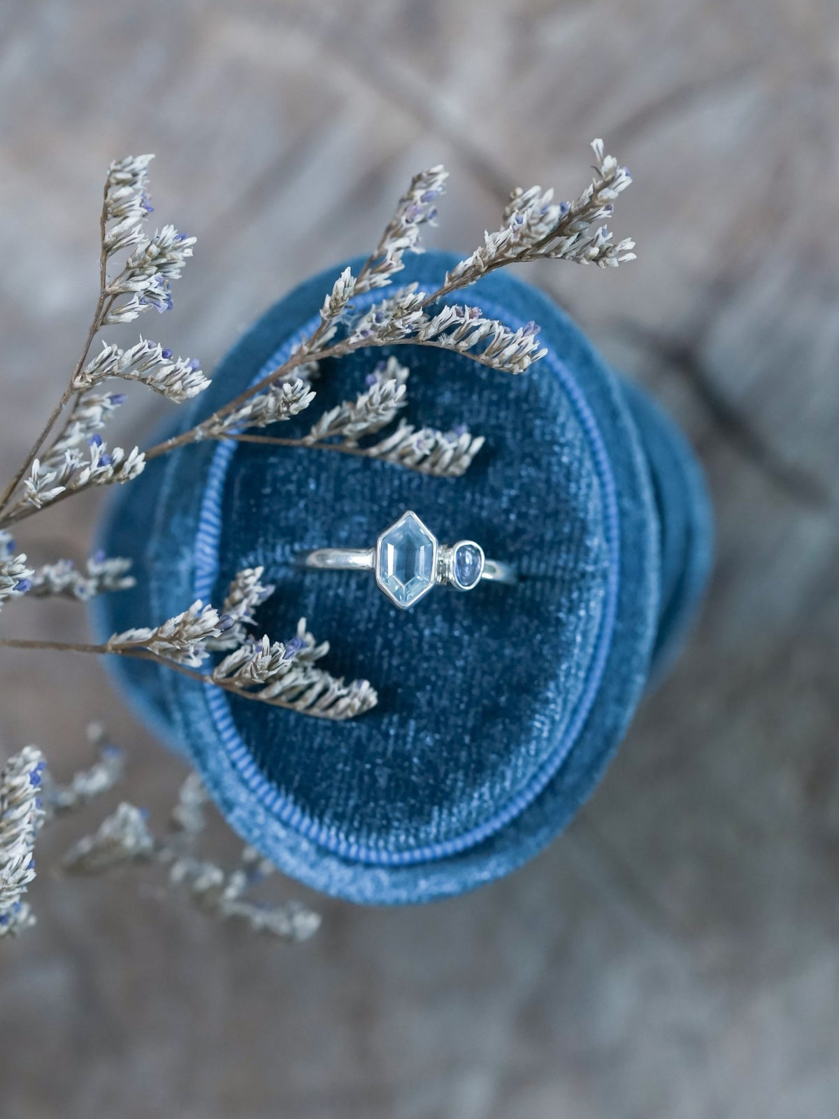 Aquamarine and Sapphire Ring - Gardens of the Sun | Ethical Jewelry
