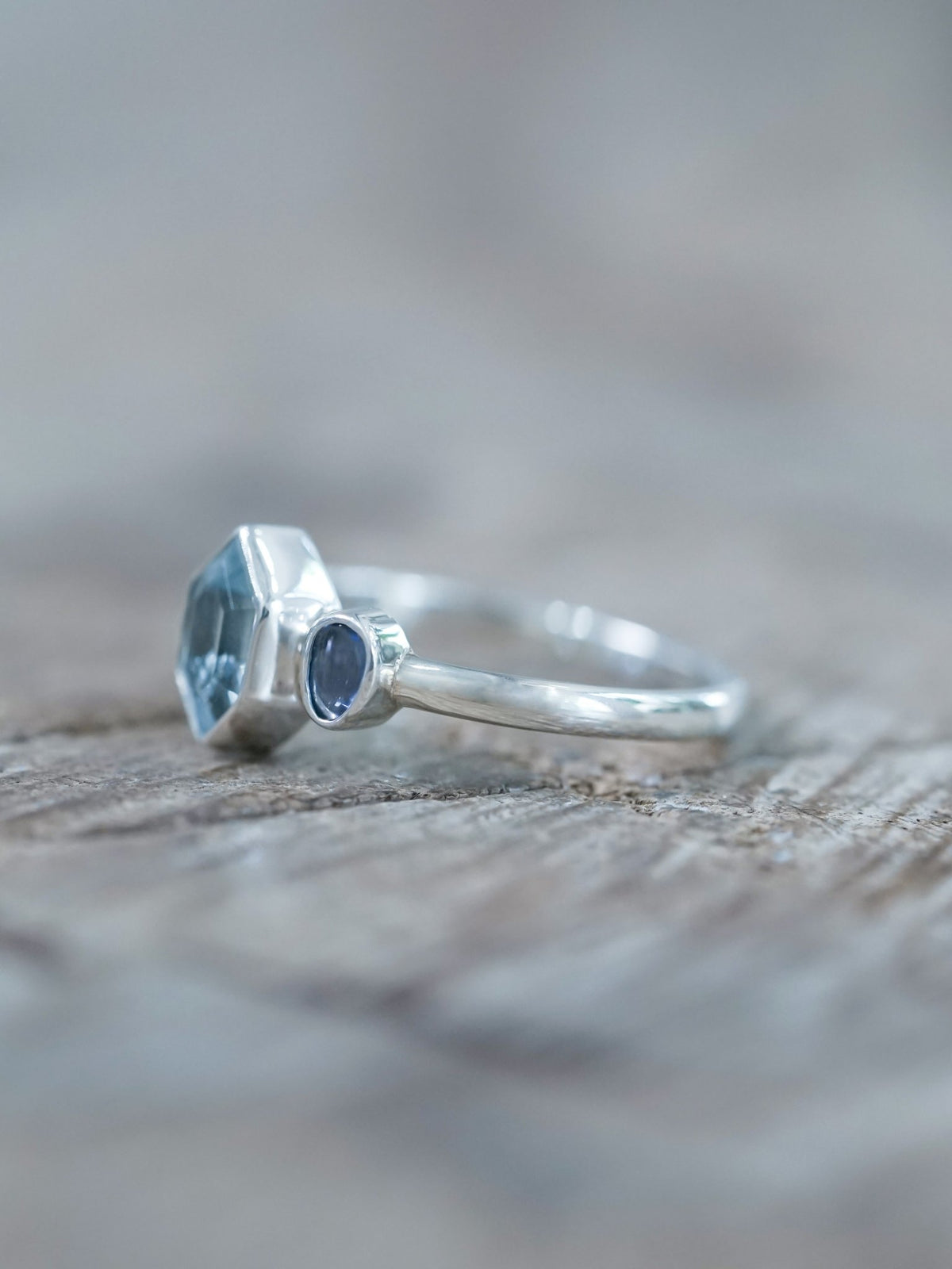 Aquamarine and Sapphire Ring - Gardens of the Sun | Ethical Jewelry