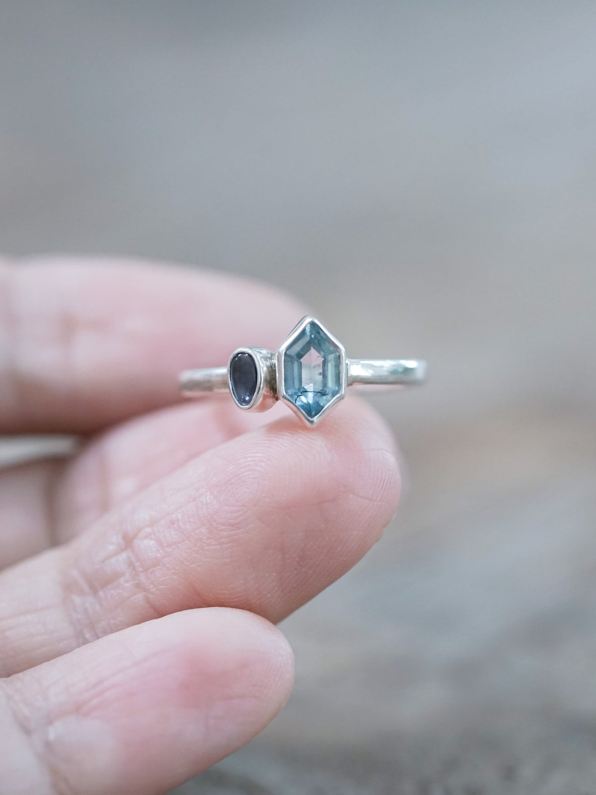 Aquamarine and Sapphire Ring - Gardens of the Sun | Ethical Jewelry