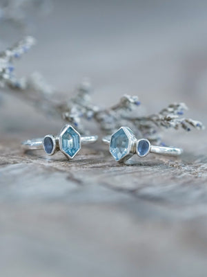 Aquamarine and Sapphire Ring - Gardens of the Sun | Ethical Jewelry