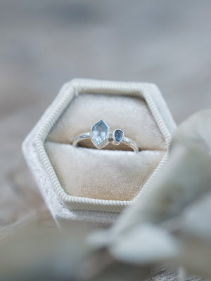 Aquamarine and Sapphire Ring - Gardens of the Sun | Ethical Jewelry