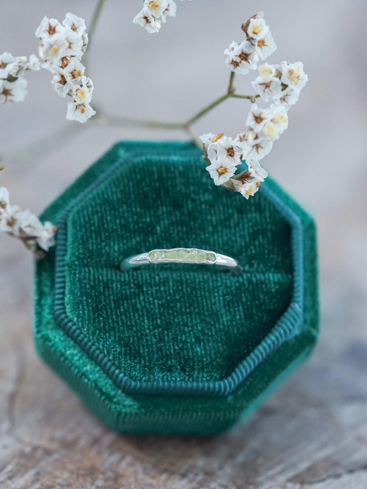 Arizona Peridot Ring with Hidden Gems - Gardens of the Sun | Ethical Jewelry