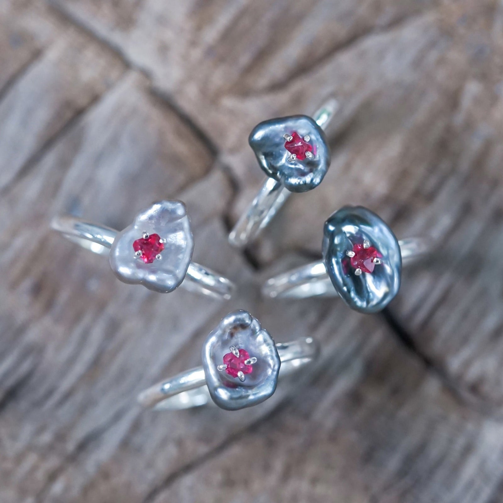 Asteroid Pearl and Spinel Crystal Ring - Gardens of the Sun | Ethical Jewelry